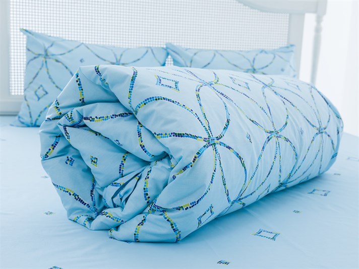 cerc Cu Bumbac Double Lenjerie De Pat 200x220 cm Albastru