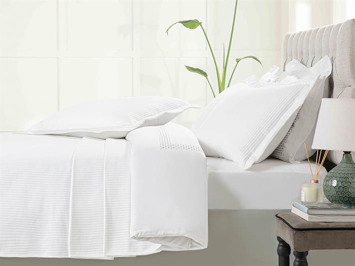 chai Țesut King Size Set Cuvertură De Pat 260*280 Cm Alb