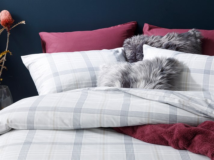 Check Natural Cu Bumbac Double Set Lenjerie De Pat 200x220 cm Gri