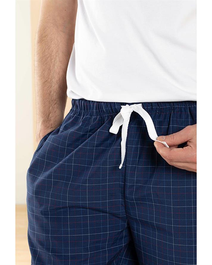 checked fit Weaved Single Pc Bottom S Dark Blue