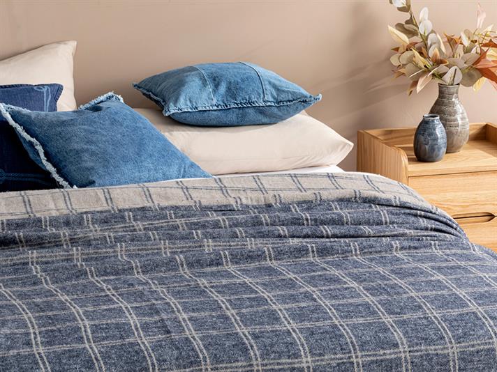 Pătură, pentru două persoane, Checks, bumbac, 180x220 cm, antracit