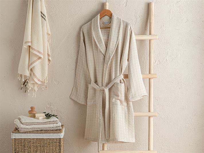 Halat de baie, Checky, bumbac, L-XL, bej