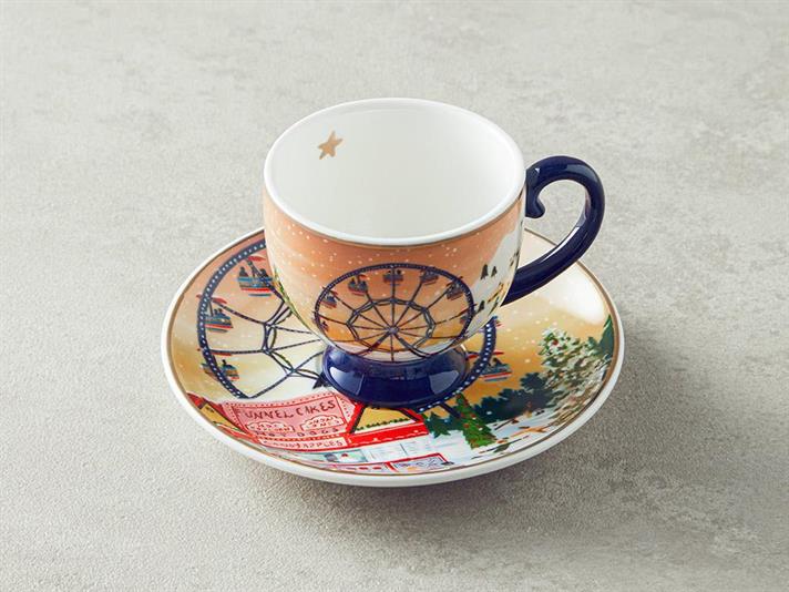 Cheerful Sunset Porțelan New Bone China 4 Piese 2 Persoane Set De Cești De Cafea 100 ml Colorat