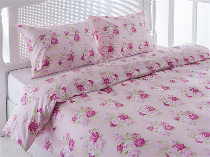 Cherry Rose Cu Bumbac Single Lenjerie De Pat 160x220 cm Roz