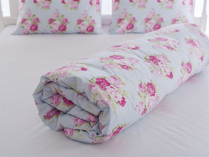 Cherry Rose Cu Bumbac Double Lenjerie De Pat 200x220 cm Albastru