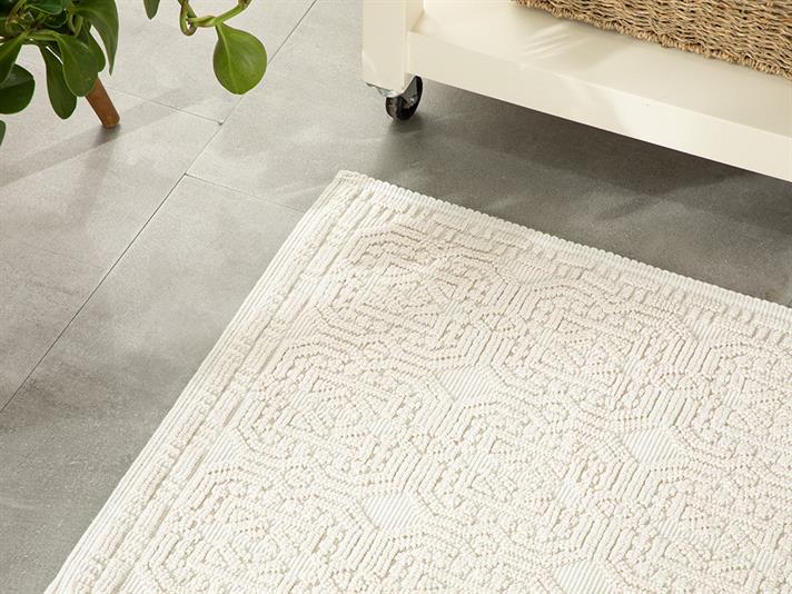 Covor buclat, Chester, 60x100 cm, bumbac, alb