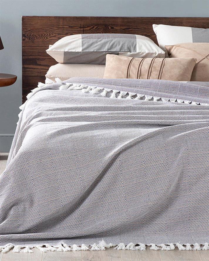 Chevron Țesătură Double Cuvertură Pat 240x260 cm Violet