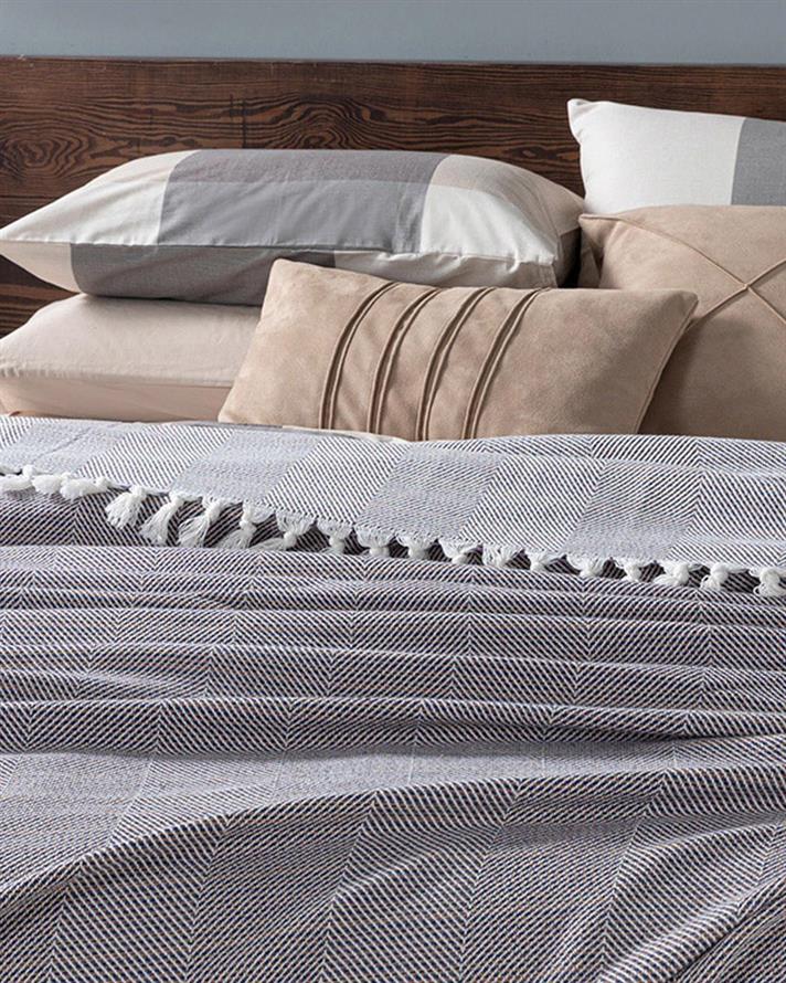 Chevron Țesătură Double Cuvertură Pat 240x260 cm Violet