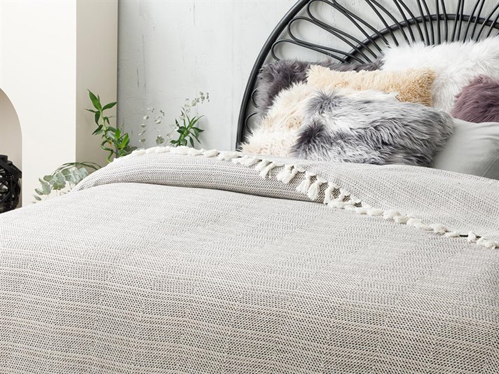 Chevron Țesătură Double Cuvertură Pat 240x260 cm Bej - Negru