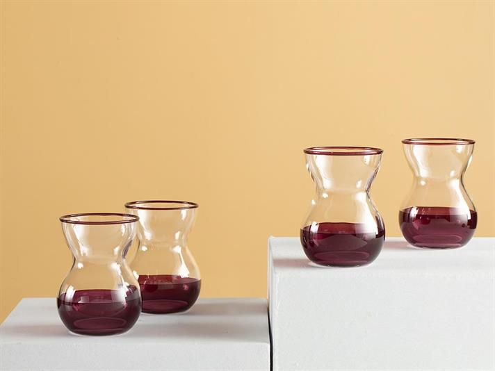 Chic Line Pahar De Ceai Set 4, Sticlă, 140 Ml, Cafea - Roz Pudră