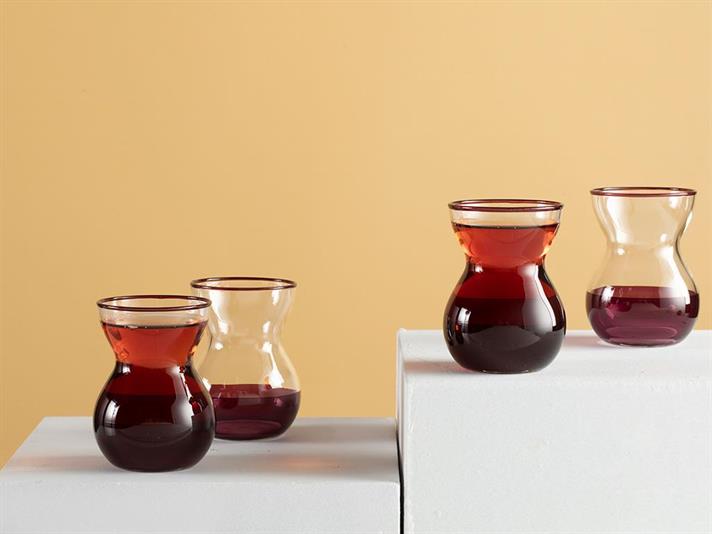 Chic Line Pahar De Ceai Set 4, Sticlă, 140 Ml, Cafea - Roz Pudră