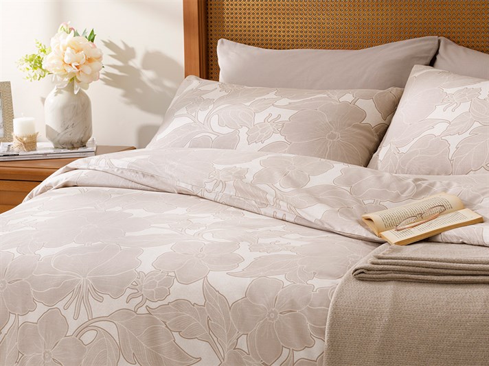 Chic Magnolia Bumbac Double Set Lenjerie De Pat 200x220 cm Bej