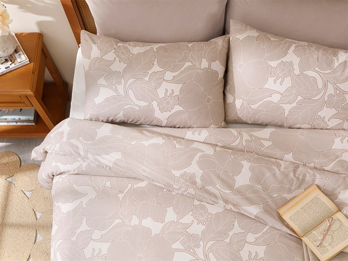 Chic Magnolia Bumbac Double Set Lenjerie De Pat 200x220 cm Bej
