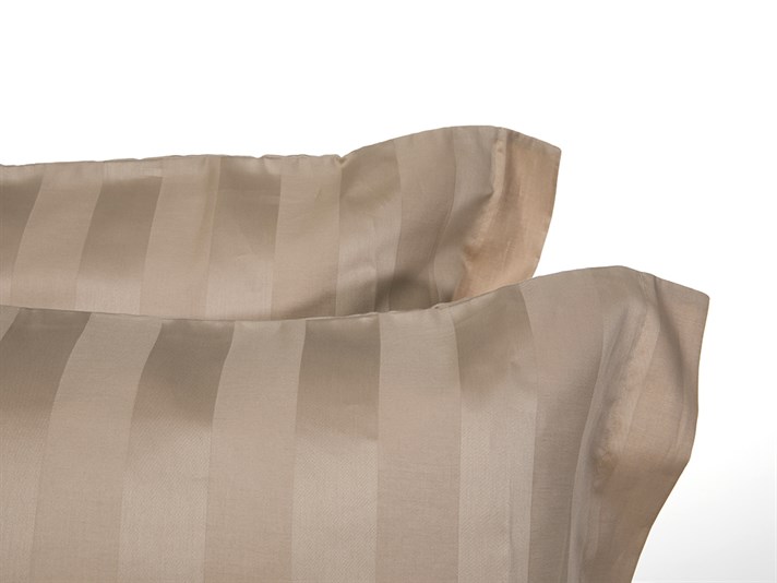 Chic nou Bumbac Satinat Cu Dungi Double Set Lenjerie De Pat 200x220 cm Bej