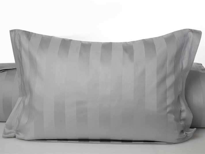 Chic nou Bumbac Satinat Cu Dungi Double Set Lenjerie De Pat 200x220 cm Gri