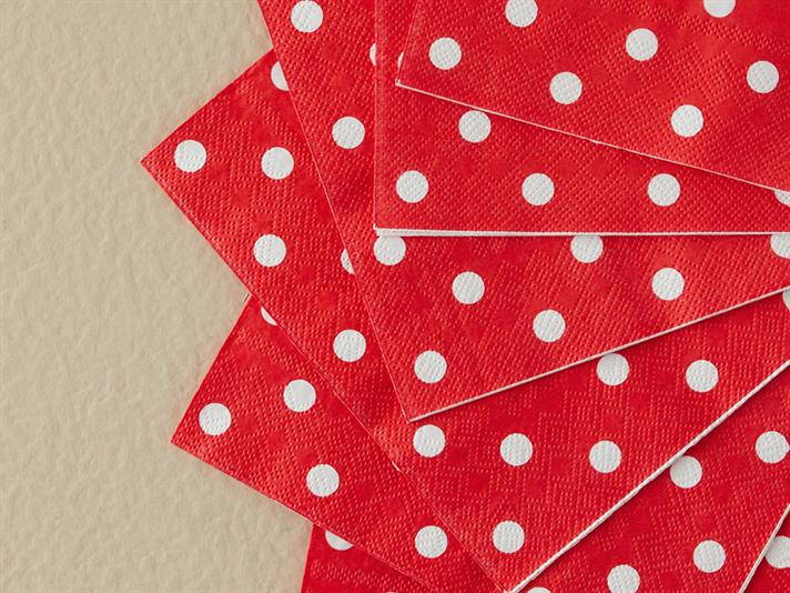 Set 20 șervețele, Christmas Dots, hârtie, 33x33 cm, roșu