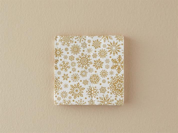 Set 20 șervețele, Christmas Snowflakes, hârtie, 33x33 cm, auriu