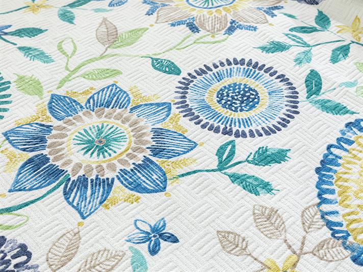 Pătură subțire, pentru o persoană, Chrysant, bumbac, 150x220 cm, bleu