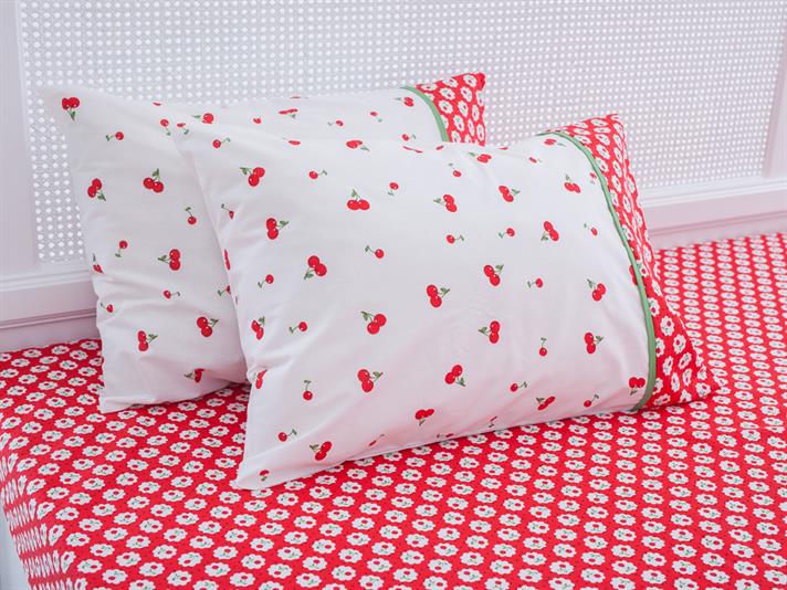 Cireșă acră Cu Bumbac Cu 2 Piese Față De Pernă 50x70 cm Roșu