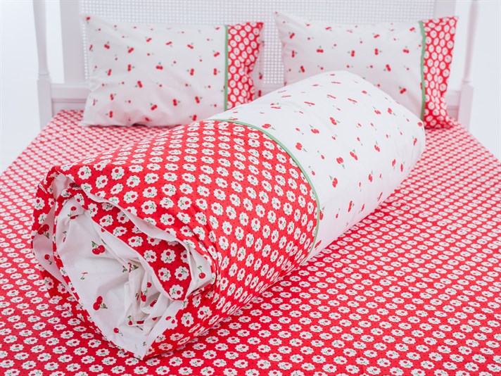 Cireșă acră Cu Bumbac Single Lenjerie De Pat 160x220 cm Roșu