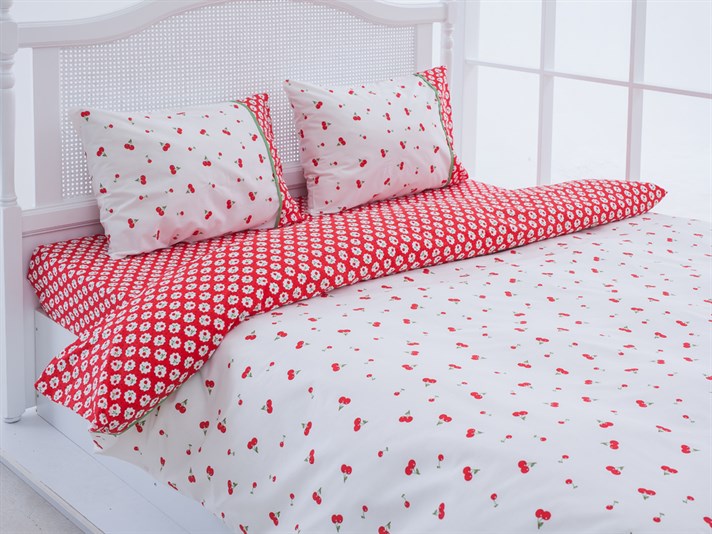 Cireșă acră Cu Bumbac Single Lenjerie De Pat 160x220 cm Roșu