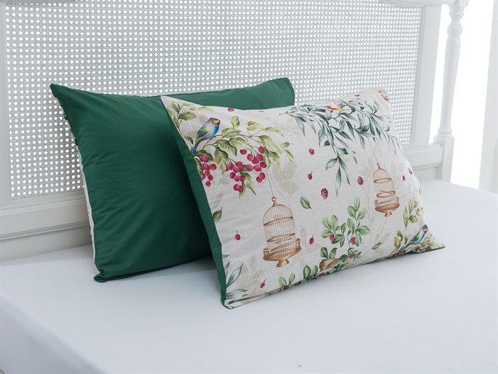 Cireș de păsări Cu Bumbac Cu 2 Piese Față De Pernă 50x70 cm Verde