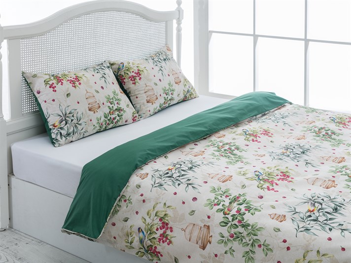 Cireș de păsări Cu Bumbac Double Lenjerie De Pat 200x220 cm Verde