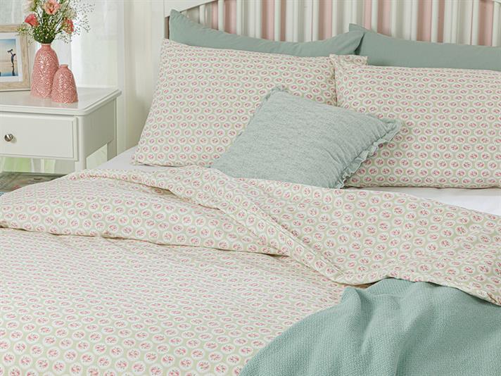 Little Cherry Set De Lenjerıe De Pat Persoană Dublă, Din Bumbac, 200*220 Cm, Verde Deschis