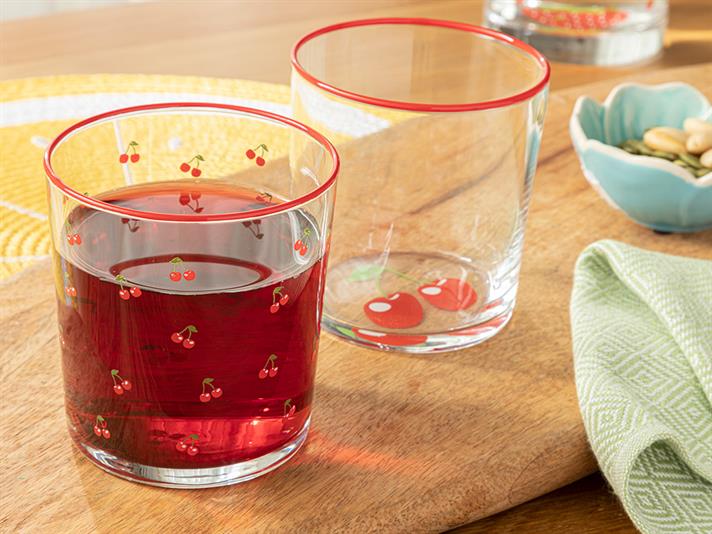 Cherry Glass 2 pcs Soft Drink Glass 380 ml Red