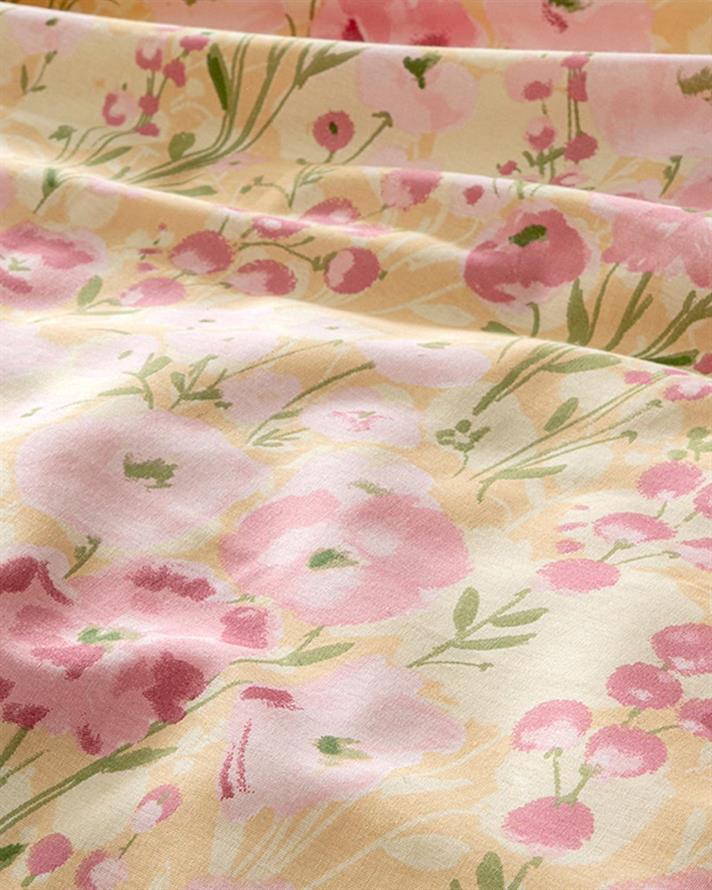 Clarkia, Set husă de pilotă cu față de pernă, pentru o persoană, bumbac, 160x220 cm/ 50x70 cm, galben