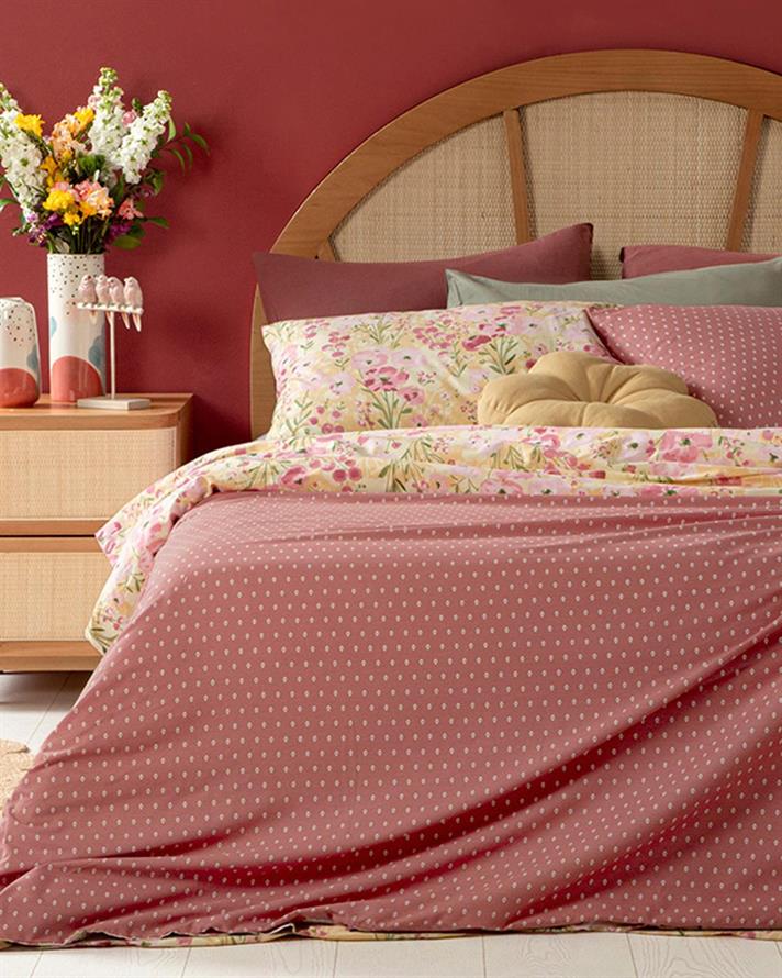 Clarkia, Set husă de pilotă cu față de pernă, pentru o persoană, bumbac, 160x220 cm/ 50x70 cm, galben