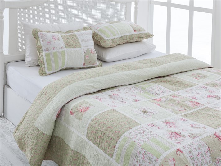 clasic  Patchwork Persoană dublă  SET CUVERTURĂ DE PAT 240x260 cm Mint-lilac-roz
