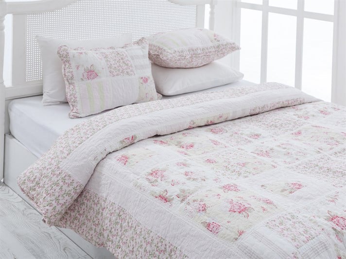 clasic  Patchwork Persoană dublă  SET CUVERTURĂ DE PAT 240x260 cm Roz