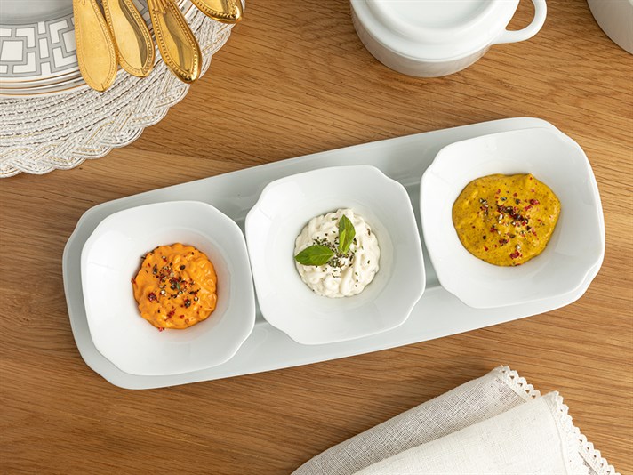 Classy Porcelain 3 Set Sauce Bowl 35x14 cm White