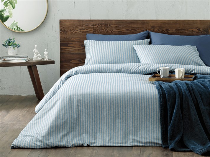 Classy Melange Twill  King Size  SET LENJERIE DE PAT 240x220 cm Albastru.