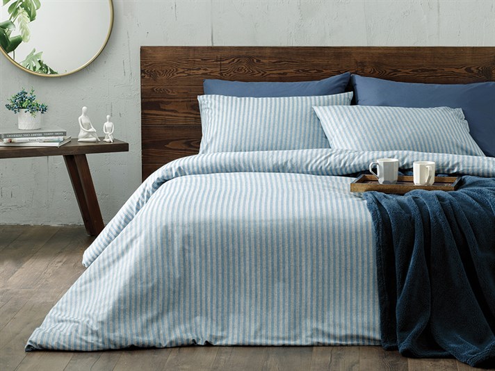 Classy Twill Melanj Double Set Lenjerie De Pat 200x220 cm Albastru