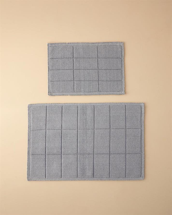 Classy Diamond Bumbac Poliester Buclet Set Covorașe De Baie 60x90 + 40x60 cm Gri