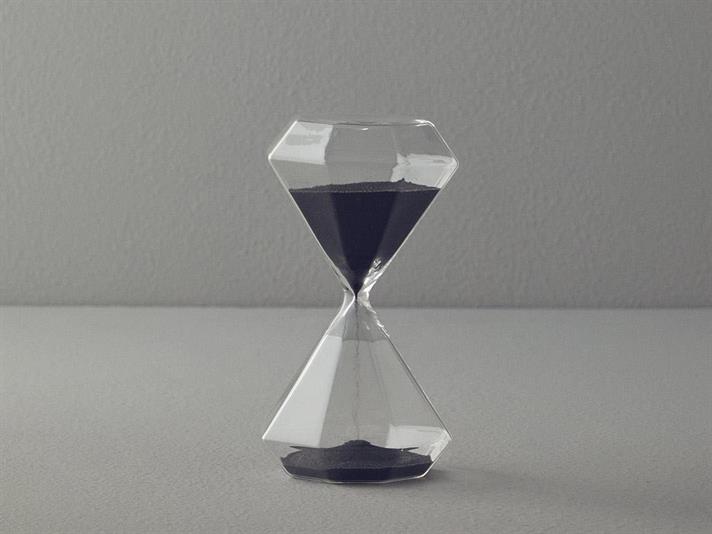 Clepsidră 15 min, Diamond, sticlă, 9,5x9,5x17,5 cm, negru