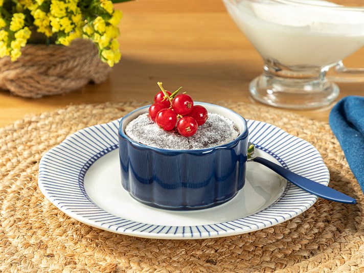 Clover Blue Porcelain Souffle Dish 8,5 cm White-Blue