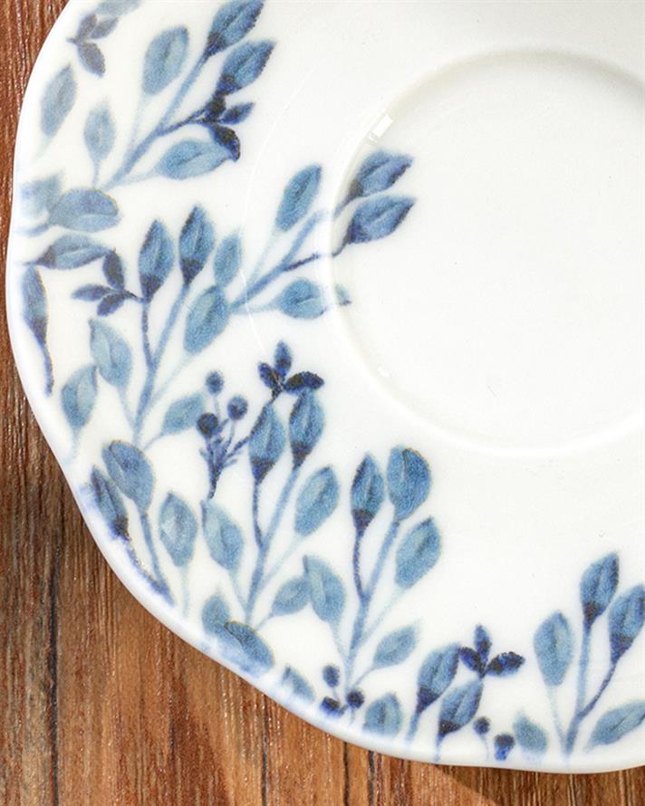 Clover Flower Porcelain Tea Plate 12 cm White-Blue