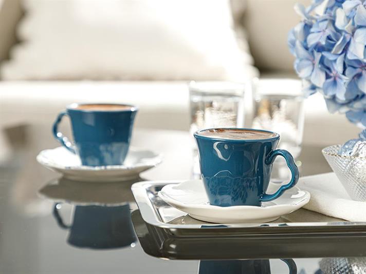 Clover Flower Set De Cești De Cafea 4 Bucăți Pentru 2 Persoane, Porțelan, 80 Ml, Maro Deschis