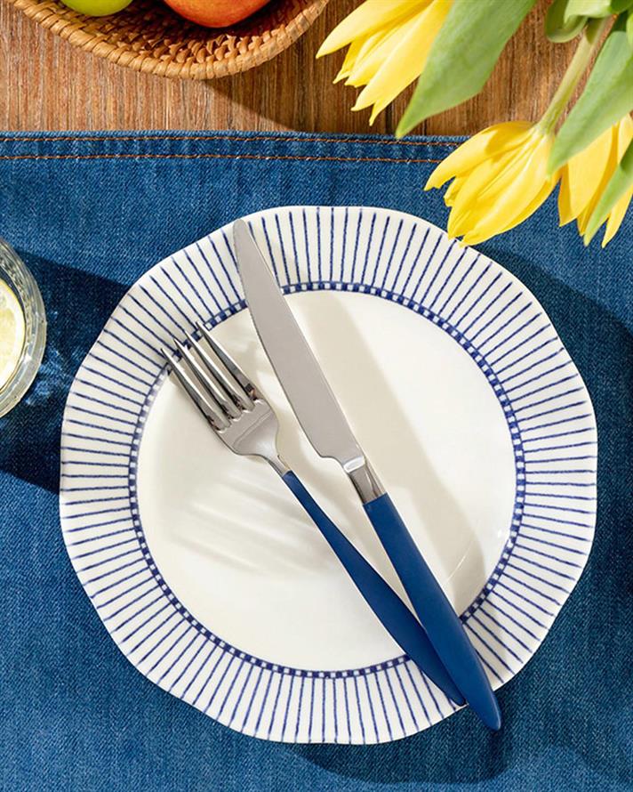 Clover Ring Porcelain Cake Plate 20 cm White-Blue