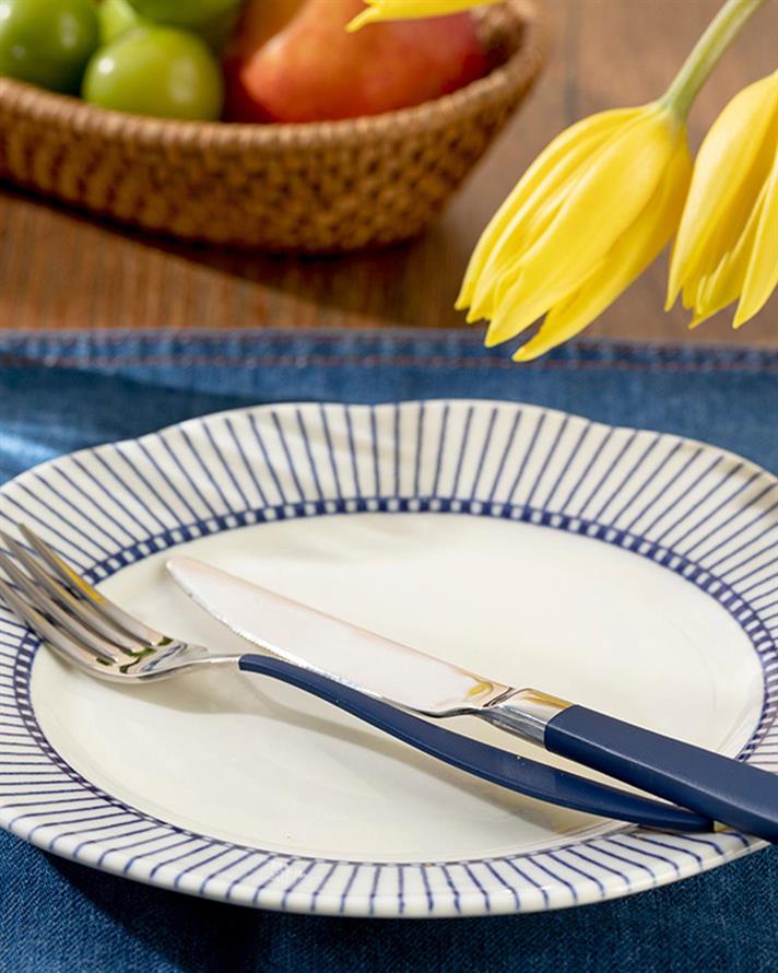 Clover Ring Porcelain Cake Plate 20 cm White-Blue