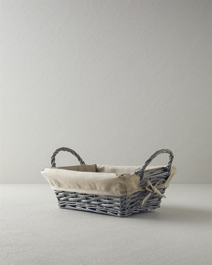 Coș de pâine, Checker, răchită, 29x20 cm, gri