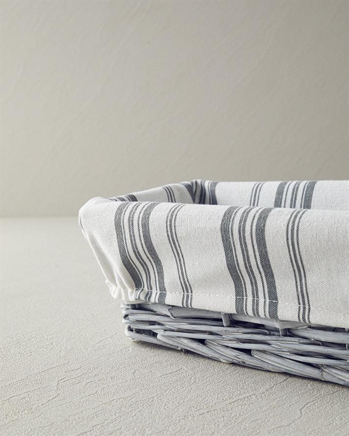 Coastal Straw Bread Basket 26x13 cm Gray