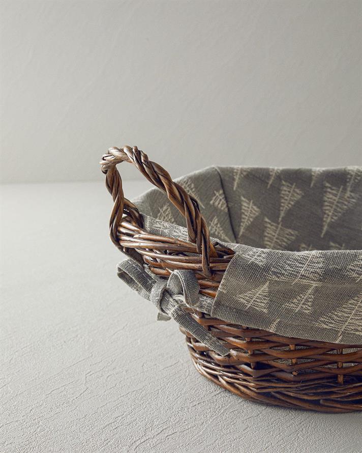 Linear Straw Bread Basket 35x25 cm Gray