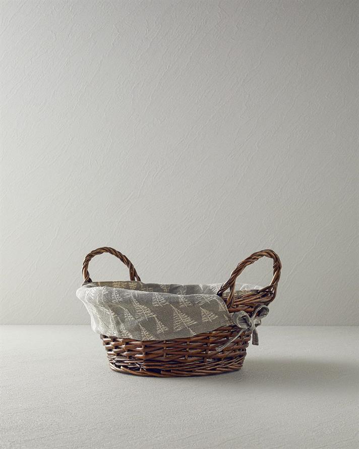 Linear Straw Bread Basket 35x25 cm Gray