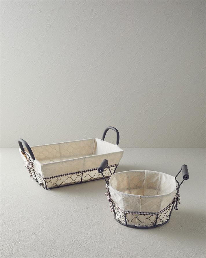 Coș de pâine, Lydia, metal-plastic, 30x20 cm, bej