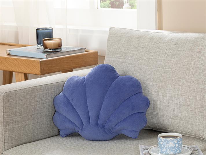 Shell Velvet Decorative Cushion 38x45 cm Violet Blue