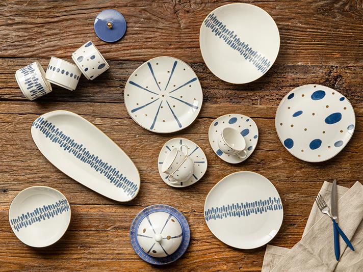 Coastal Blink Porcelain Cake Plate 20 cm Blue - White